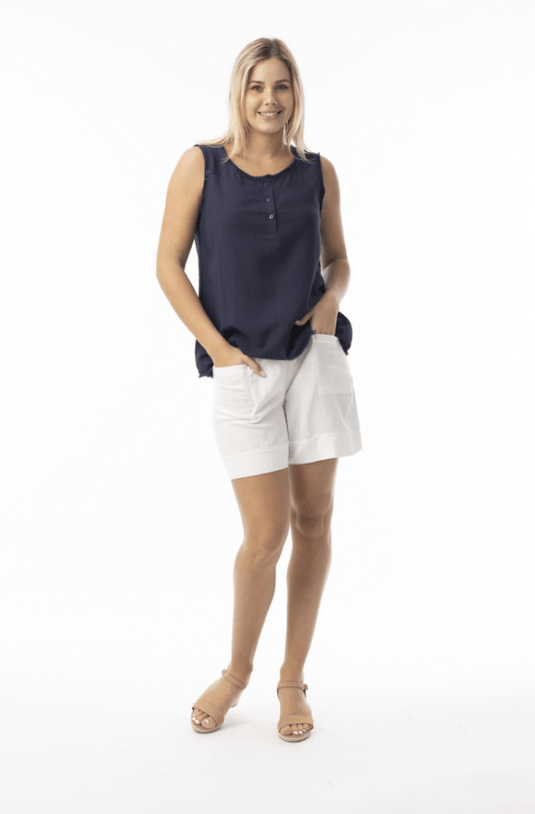 Orientique Womens Linen Essentials Cami - Navy
