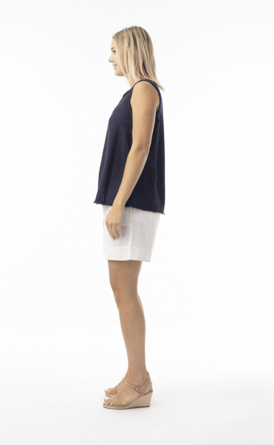 Orientique Womens Linen Essentials Cami - Navy