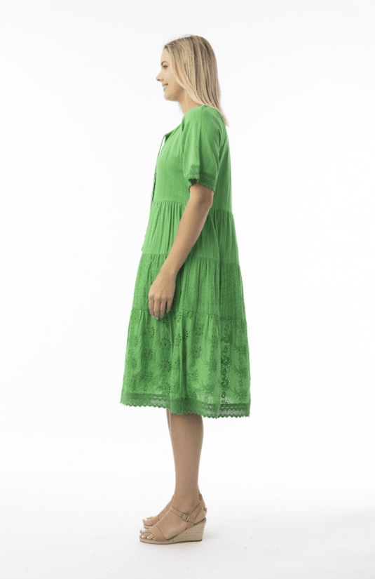 Orientique Womens Broderie Essentials Dress Layers - Green