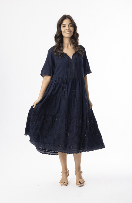 Orientique Womens Broderie Essentials Dress Layers - Navy