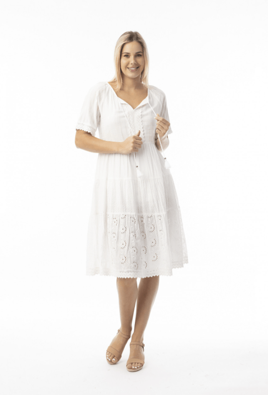 Orientique Womens Broderie Essentials Dress Layers - White