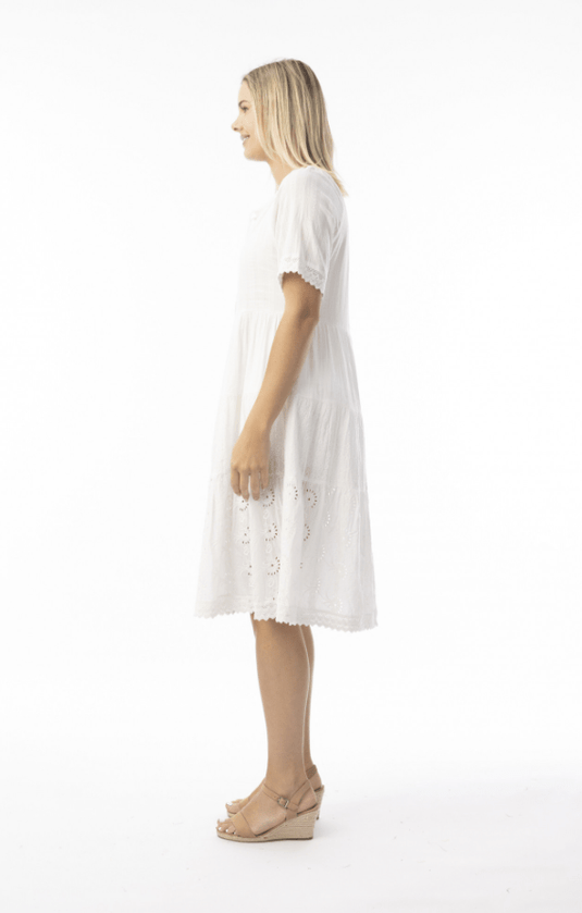 Orientique Womens Broderie Essentials Dress Layers - White