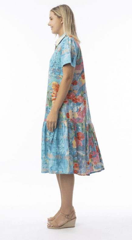 Orientique Womens Malvinas Collar Patch Dress