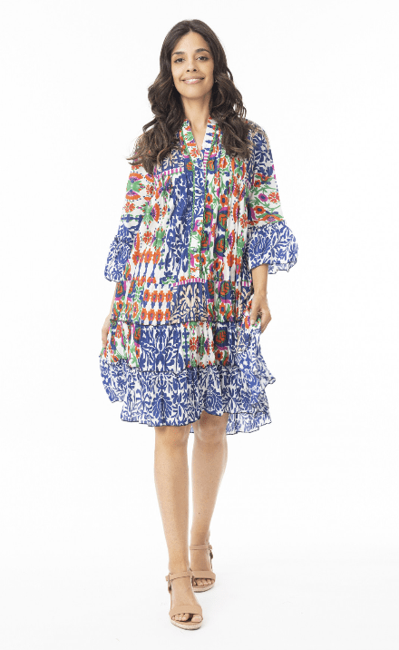 Orientique Womens Buzios Layers Frill Sleeve Dress