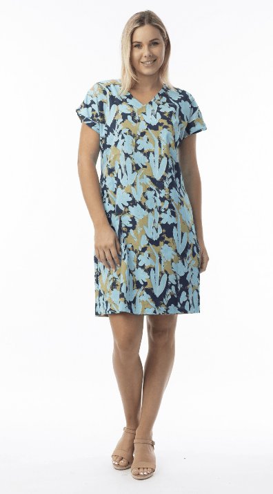 Orientique Womens Ikebana Reversible Short Sleeve Dress