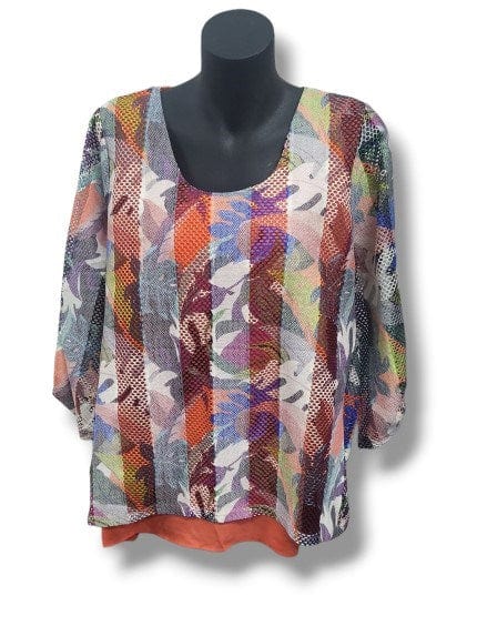 LS Collection Womens Multi Colored  Mesh Top