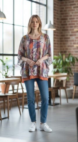 LS Collection Womens Multi Colored  Mesh Top