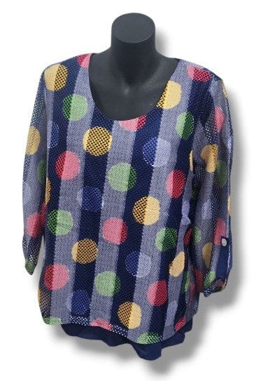 LS Collection Womens Multi Colors Circles Top