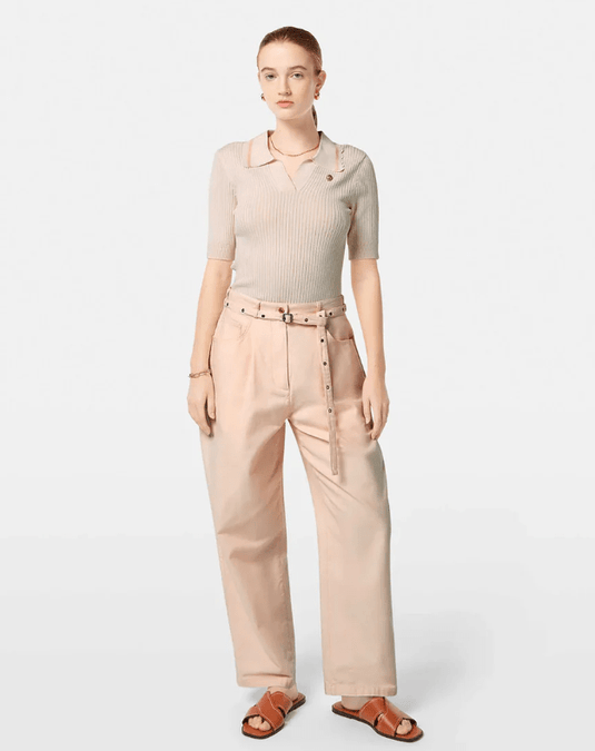 Scotch & Soda Womens Rib Polo Neck Short Sleeve Pullover