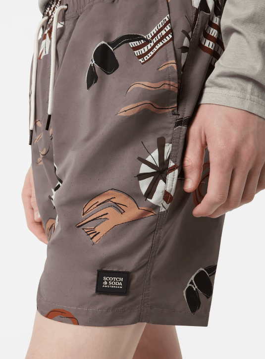 Scotch & Soda Mens Printed Mid-Length Swimshort