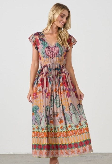 Holmes & Fallon Womens Tropical Print Elastic Waist Dress