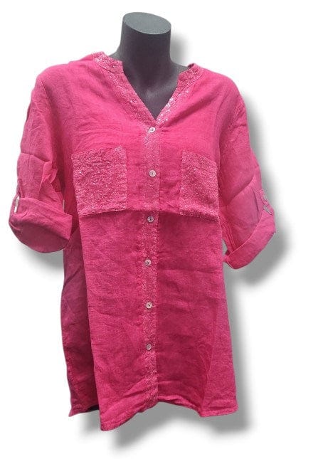 E.Talia Womens Sequin Pocket Shirt