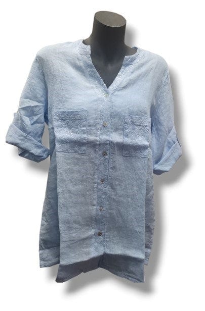 E.Talia Womens Sequin Pocket Shirt