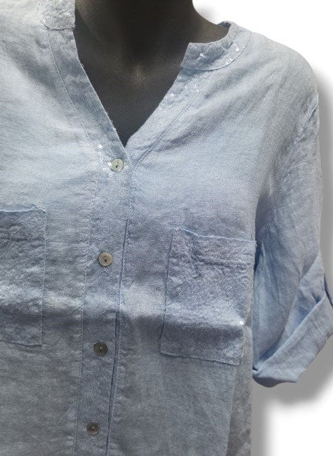 E.Talia Womens Sequin Pocket Shirt