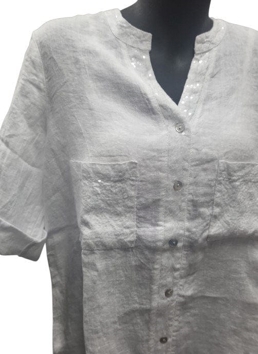 E.Talia Womens Sequin Pocket Shirt