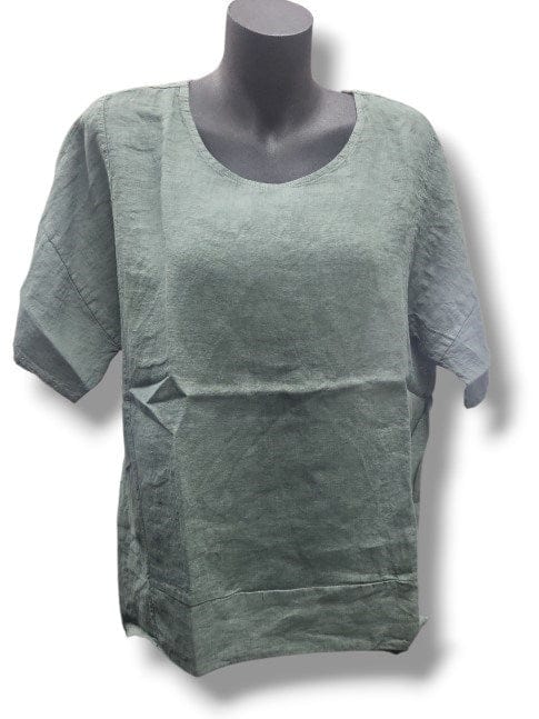 E.Talia Womens Linen Short Sleeve Top