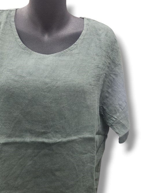 E.Talia Womens Linen Short Sleeve Top