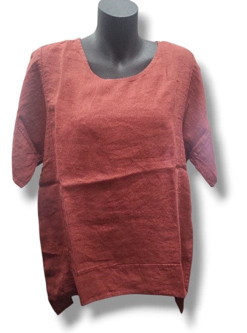 E.Talia Womens Linen Short Sleeve Top