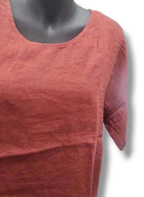 E.Talia Womens Linen Short Sleeve Top