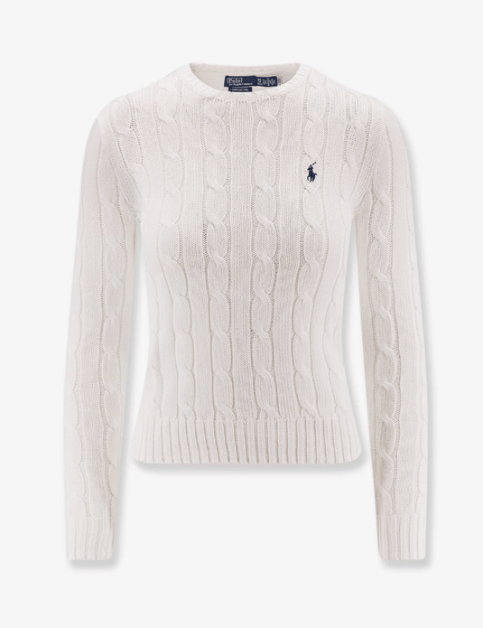 Ralph Lauren Womens Cable Knit Cotton Sweater - White