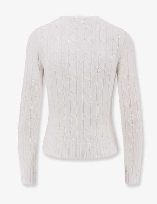 Ralph Lauren Womens Cable Knit Cotton Sweater - White