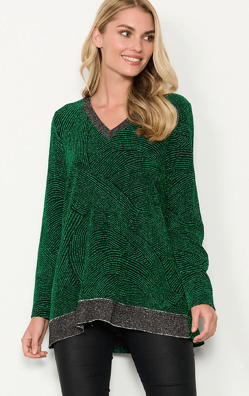 Holmes & Fallon Womens Lurex Sparkle With Contrast Trims Top