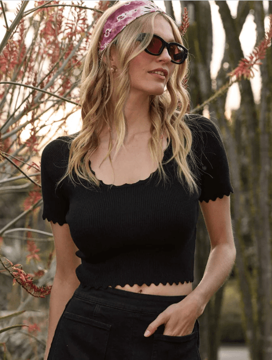 Minkpink Womens Laura Scallop Knit Tee