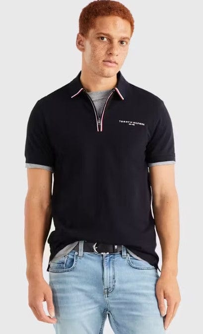 Tommy Hilfiger Mens WCC Zip Regular Fit Polo Desert Sky