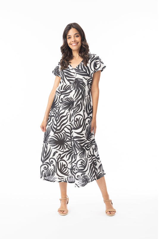 Orientique Womens Suriname Black Dress Bias Cap Sleeve