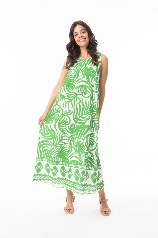 Orientique Womens Suriname Green Dress Maxi Sleeveless
