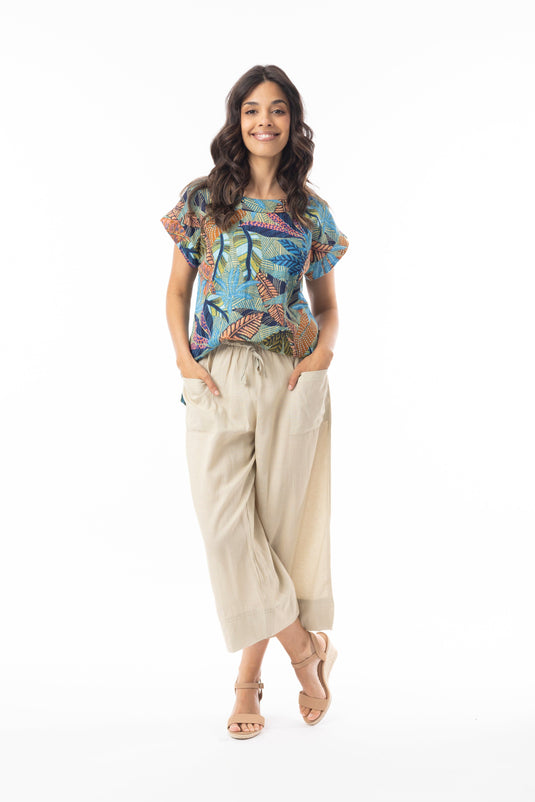 Orientique Womens Tayrona Top Rolled Neckline