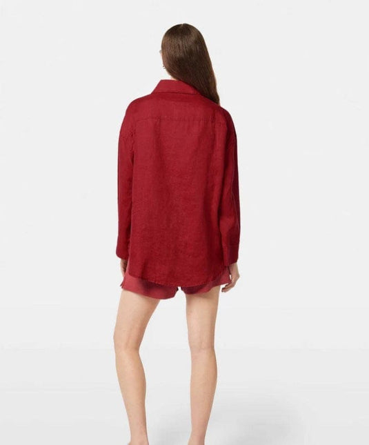Scotch & Soda Womens Wide Sleeve Linen Shirt - Roadside Red