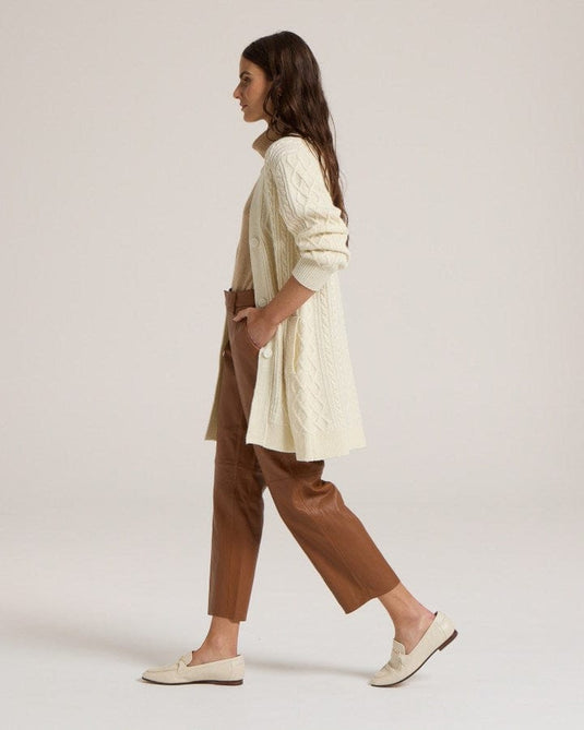 Yarra Trail Womens Cable Cardigan - Ecru