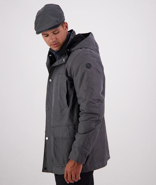 Swanndri Mens Evans Flat V2 Oilskin Jacket - Charcoal
