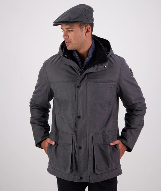 Swanndri Mens Evans Flat V2 Oilskin Jacket - Charcoal