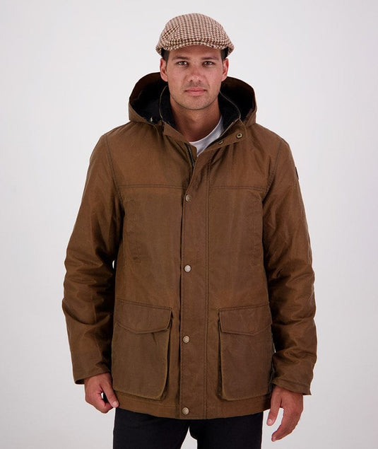 Swanndri Mens Evans Flat V2 Oilskin Jacket - Tan