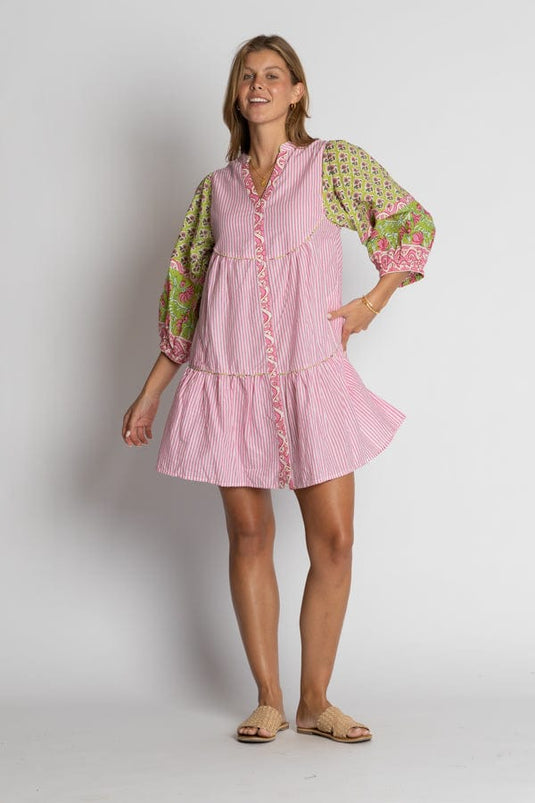 Ibisa Womens Mississippi Button Dress - Melon