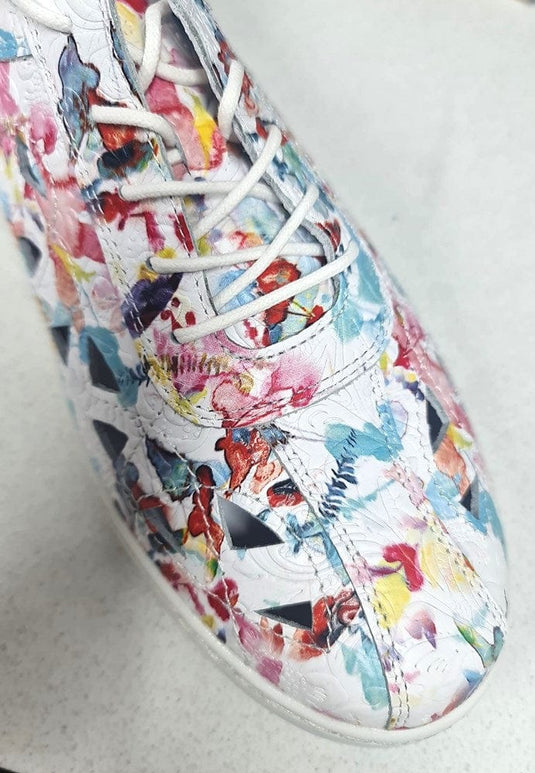 Ziera Womens Watkin Xf White Floral Embossed Leather Sneakers