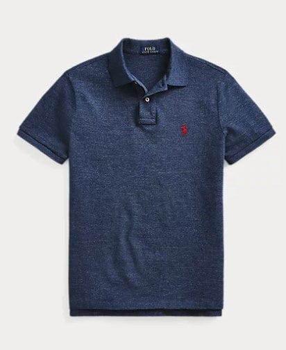 Ralph Lauren Mens Custom Slim Fit Polo Shirt - Royal Heather/Red