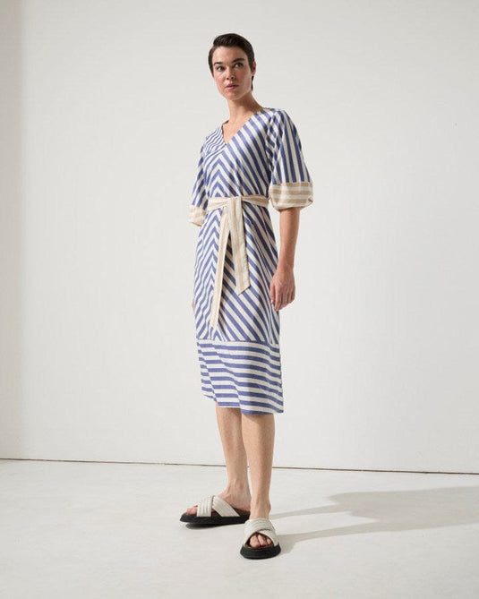 Marco Polo Womens Spliced Stripe Dress