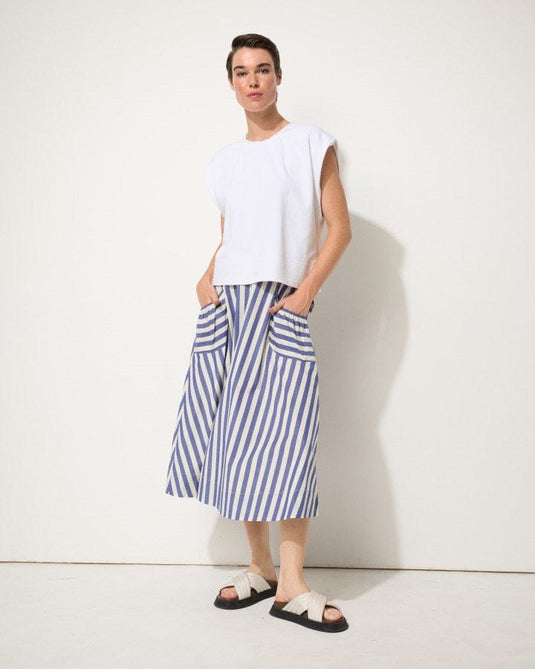 Marco Polo Womens Spliced Stripe Skirt