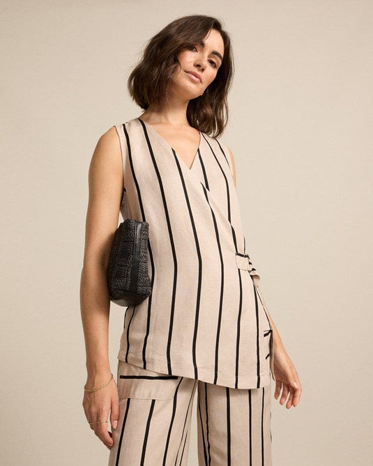 Marco Polo Womens Sleeveless Stripe Wrap