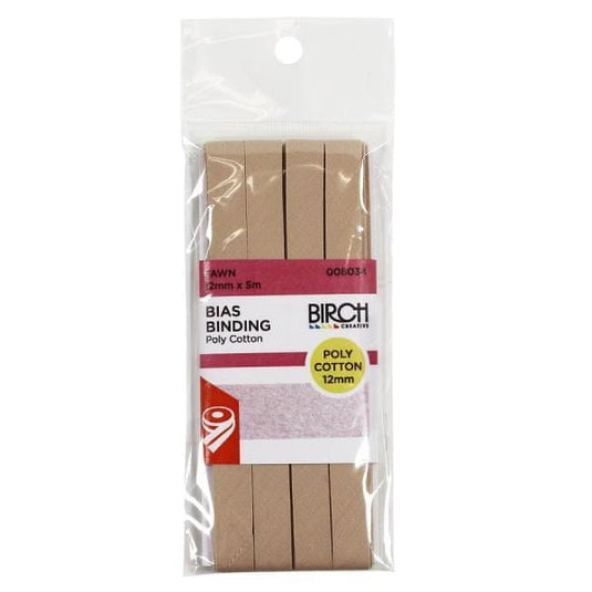 Birch Bias Binding Poly Cotton (12mm x 5m)