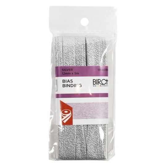 Birch Metallic Bias Binding Poly Cotton (12mm x 5m)