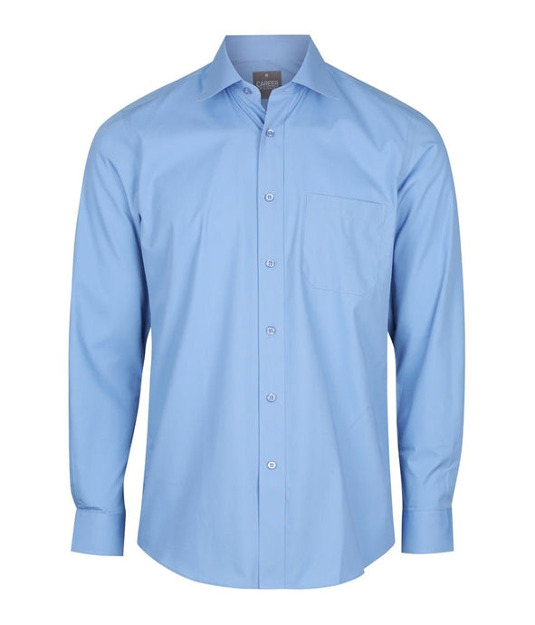 Gloweave Mens Premium Poplin Long Sleeve Shirt - French Blue
