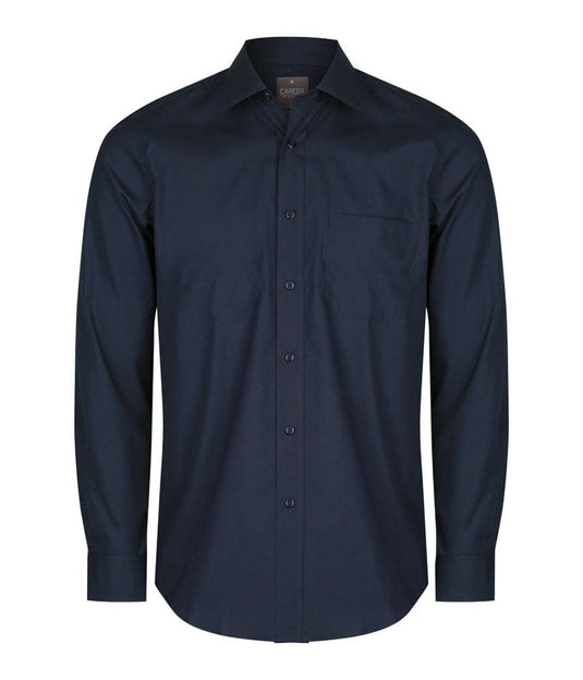 Gloweave Mens Premium Poplin Long Sleeve Shirt - Navy