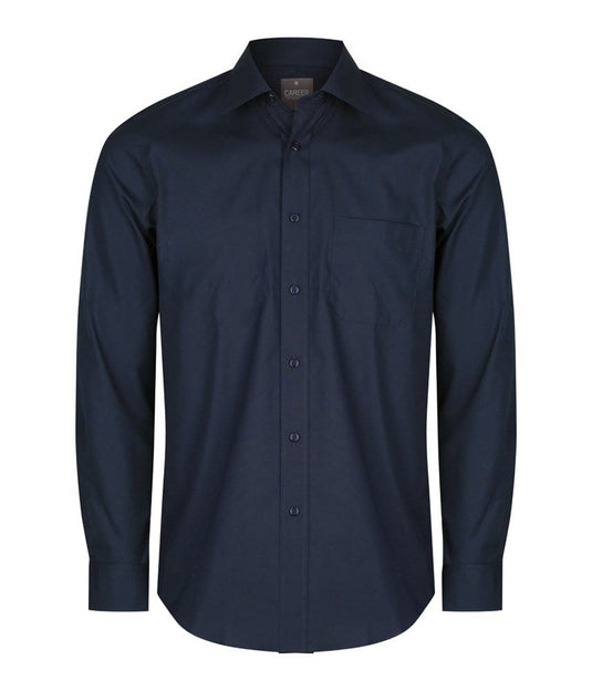 Gloweave Mens Premium Poplin Long Sleeve Shirt - Navy