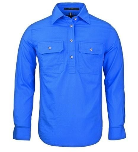 Pilbara Women's Cobalt Closed Front Long Sleeve Shirt