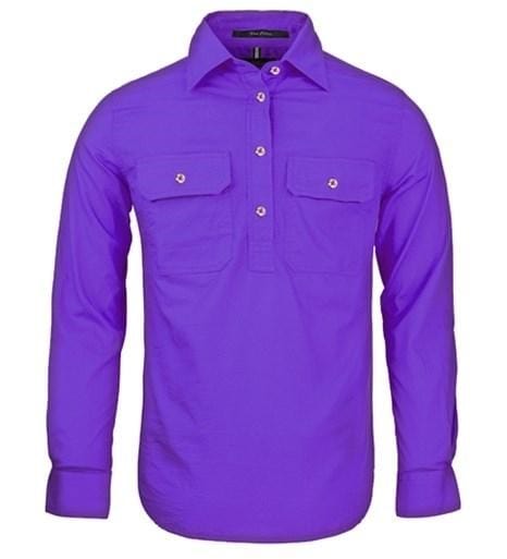 Pilbara Women's Purple Closed Front Long Sleeve Shirt