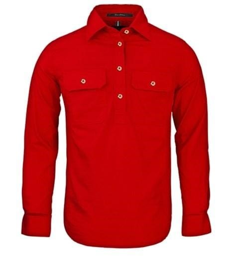 Pilbara Women's Red Closed Front Long Sleeve Shirt